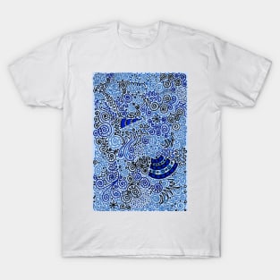 Blue Doodle Pattern T-Shirt